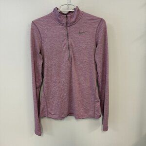 Nike Running Dri-Fit 1/2 Zip Long Sleeve Athletic Shirt Top Pink/Purple Heather